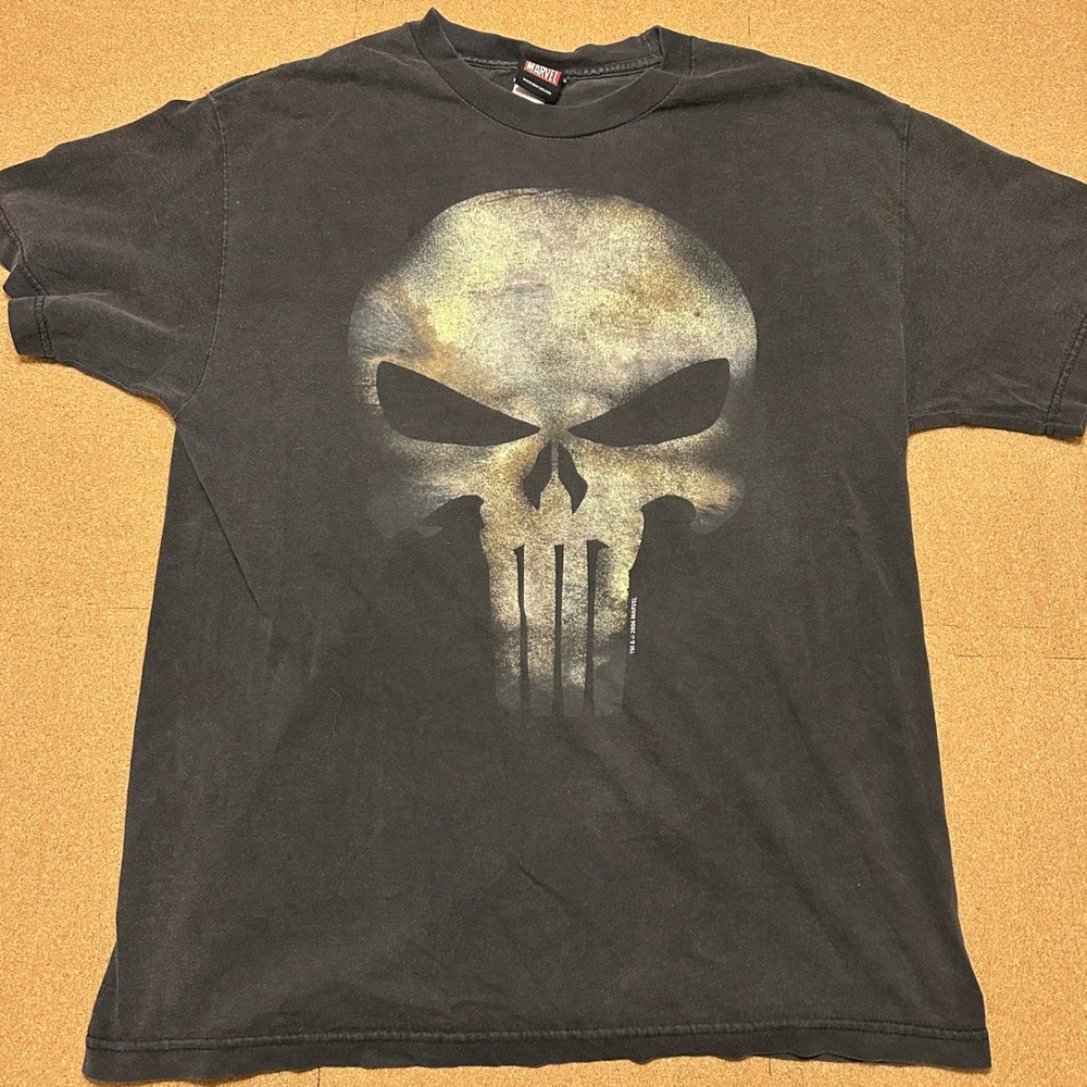 Marvel Punisher T-Shirt Mens Large Black 2006 Skull Graphic Mad Engine Tee